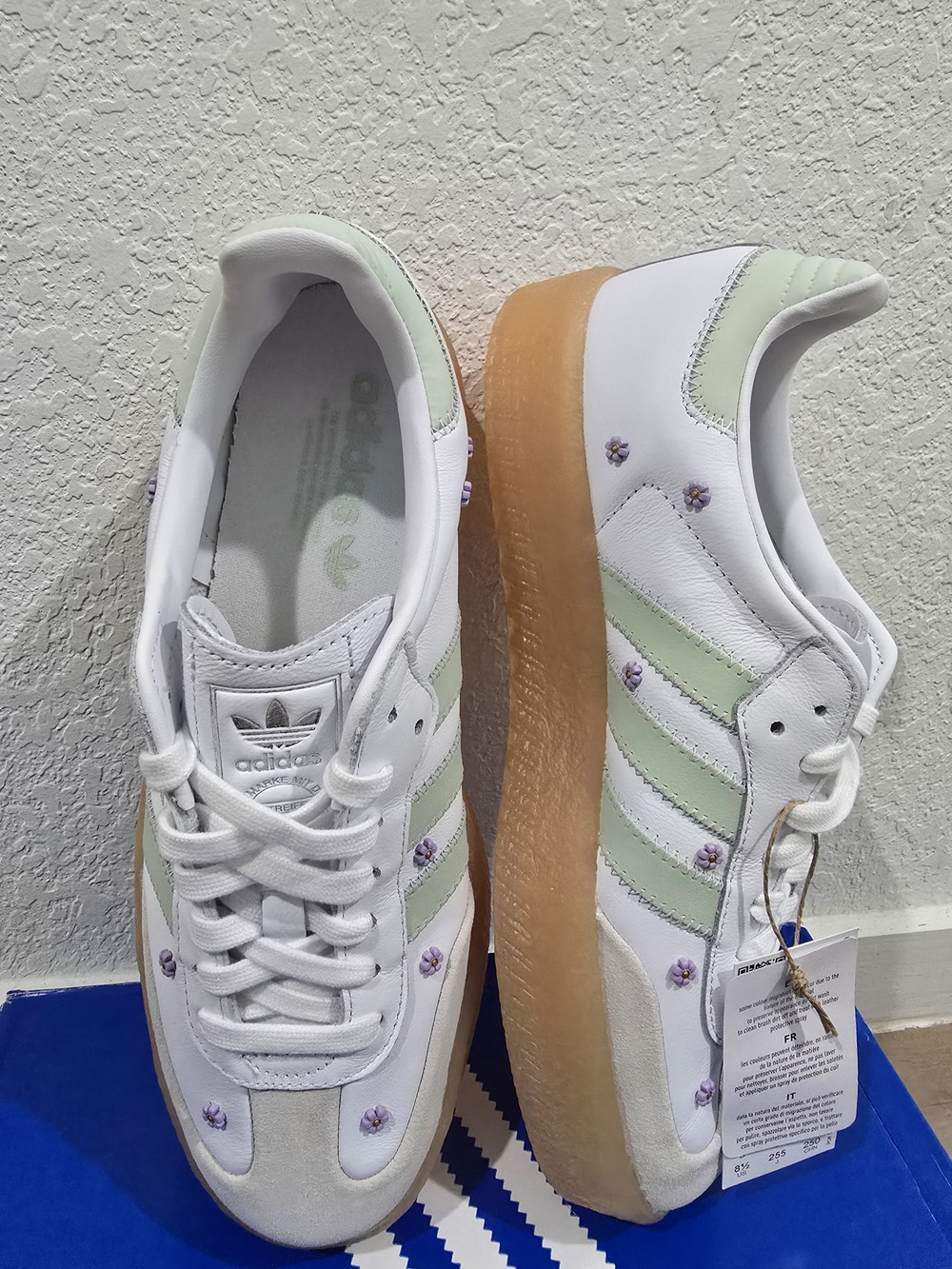 Adidas Women's Samba Platform Sneakers in White & Mint with Lavender Details - Picture 5 of 9